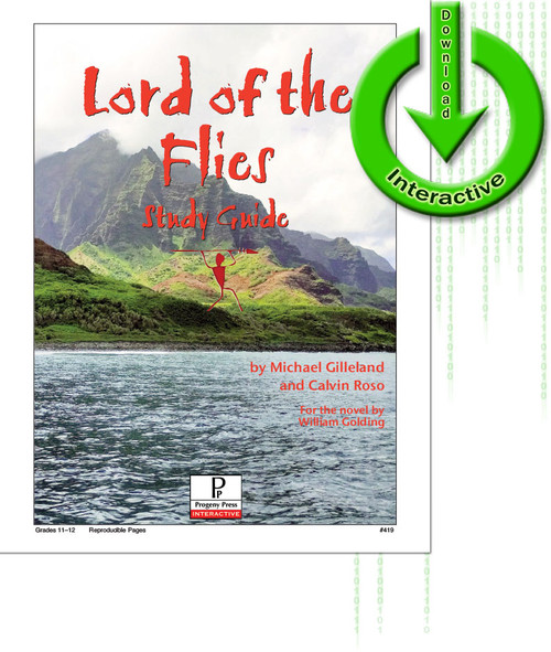 Lord of the Flies Christian Study Guide PDF download cover. Progeny Press unit lesson plans for literature and reading. PDF novel study includes reproducible teacher ELA curriculum, hands on ideas, projects, worksheets, comprehension questions, and activities.