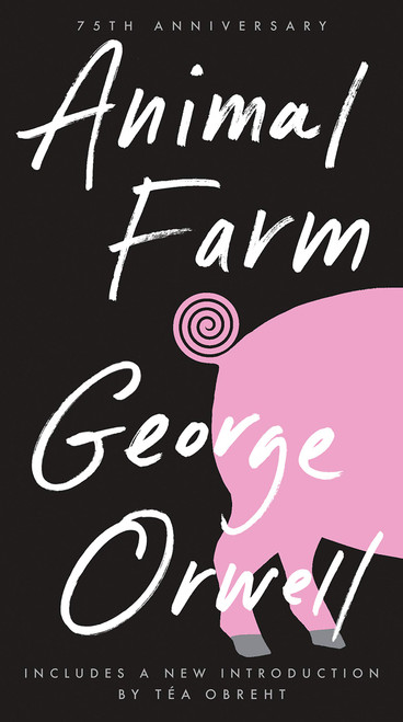 Animal Farm by George Orwell, book, novel cover art.