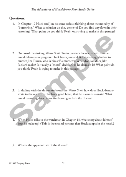 The Adventures of Huckleberry Finn Study Guide | Progeny Press ...