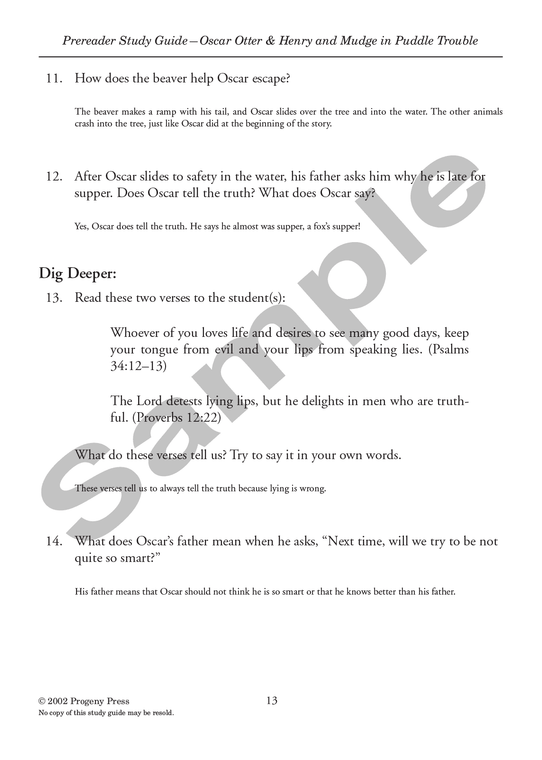 Prereader: Oscar Otter and Henry & Mudge | Progeny Press Literature