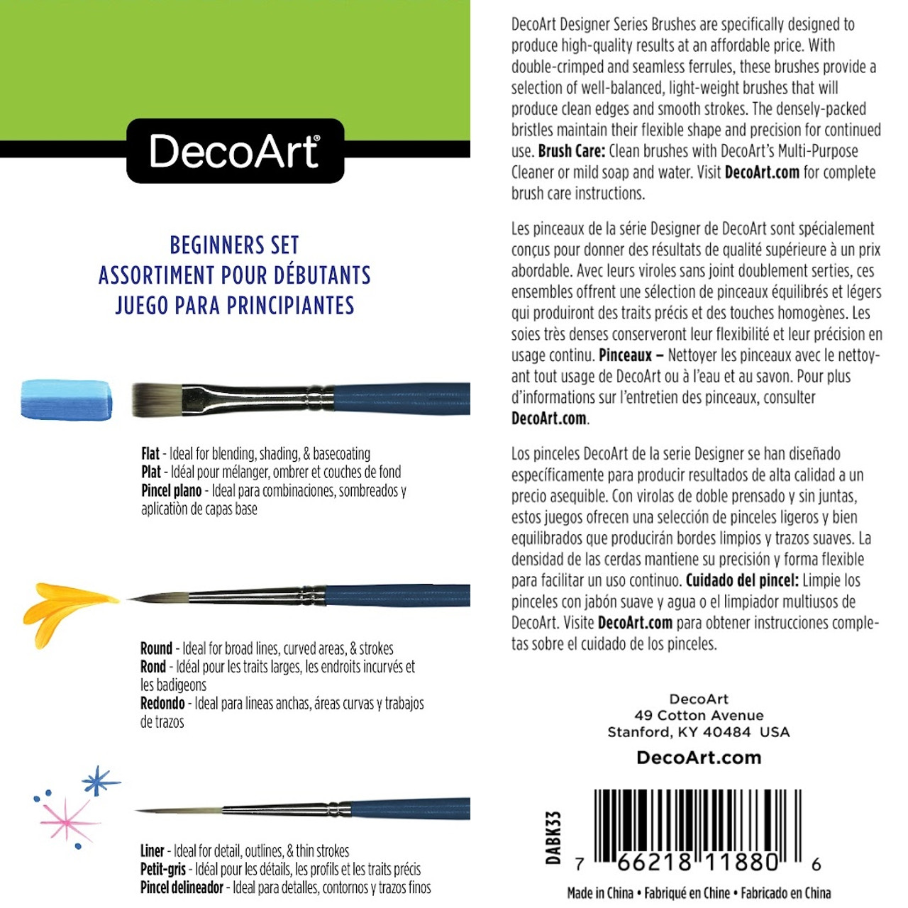 Decoart Designer Series Brushes-Rounds & Liners Set