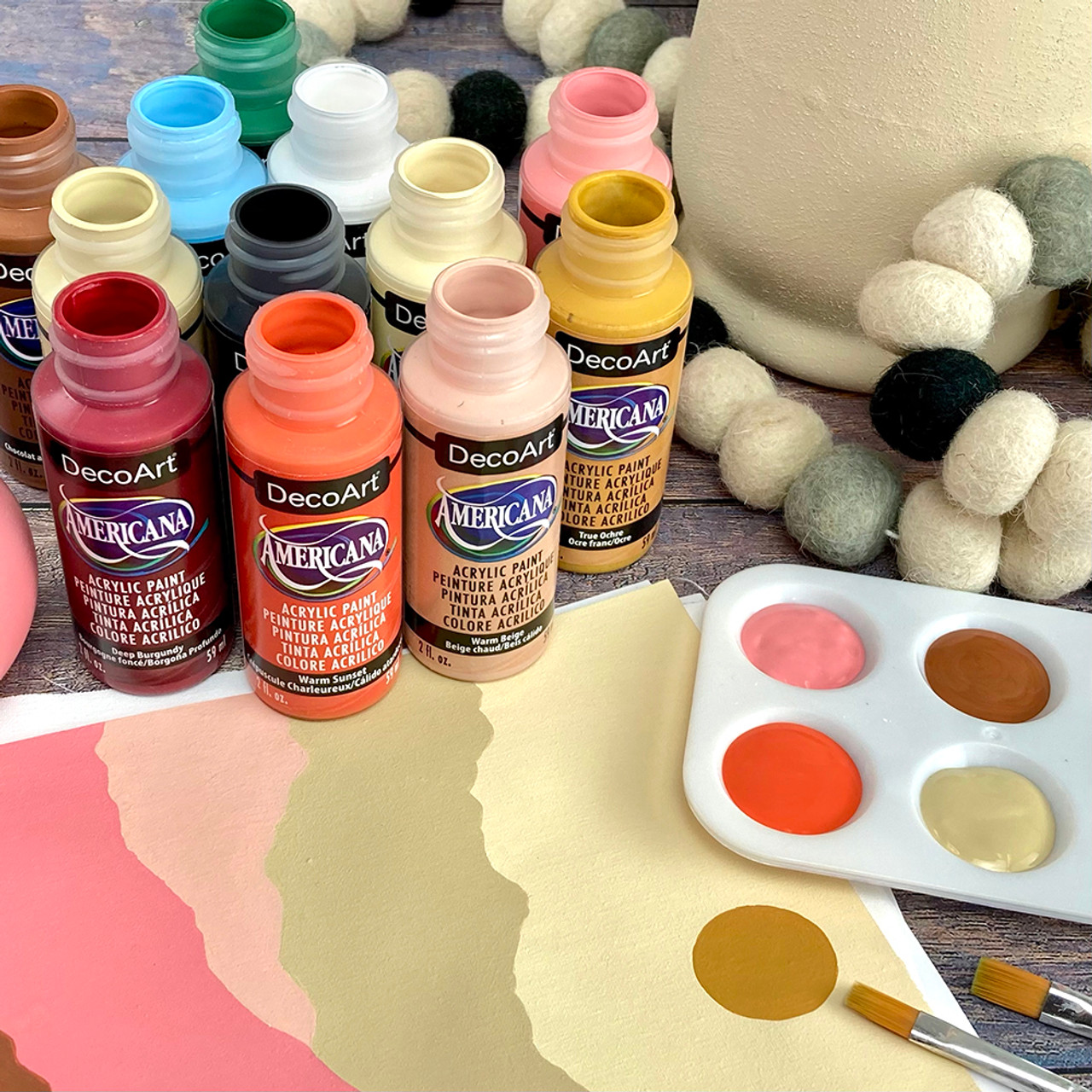 Wooden Plaque Painting Kit with Acrylic Paints and Paint Brushes