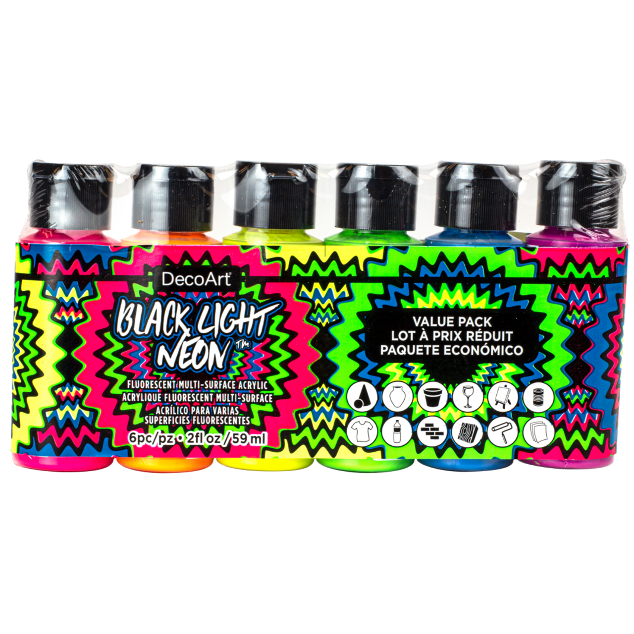 Black Light Neon Paint Set - DecoArt Acrylic Paint and Art Supplies