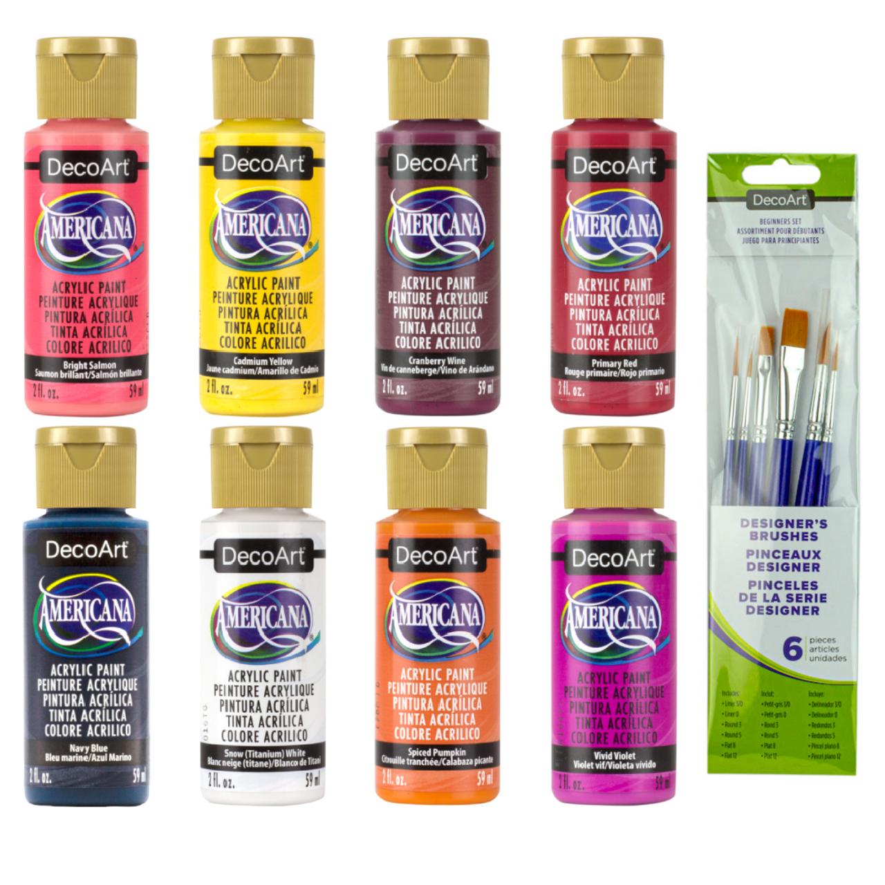 Sunset Colors Acrylic Paint Set, Set of 8 Bottles, 2 fl oz