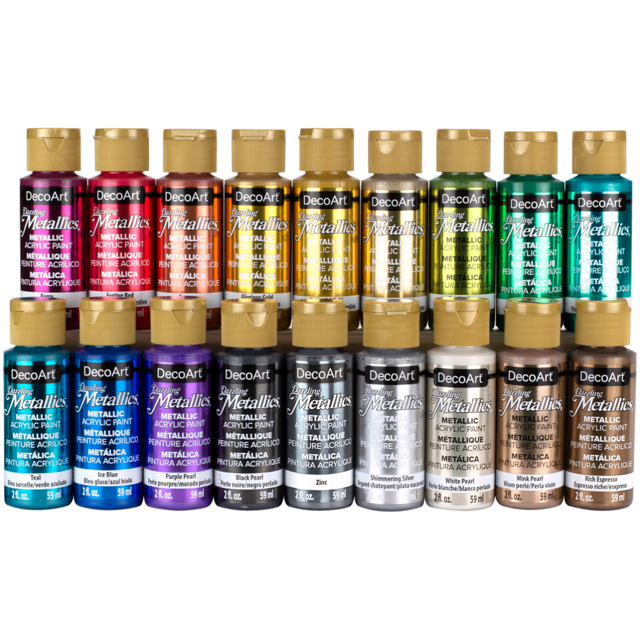 Expressive Metallic Acrylic Paint Set - 20 Colors, 60ml Bottles