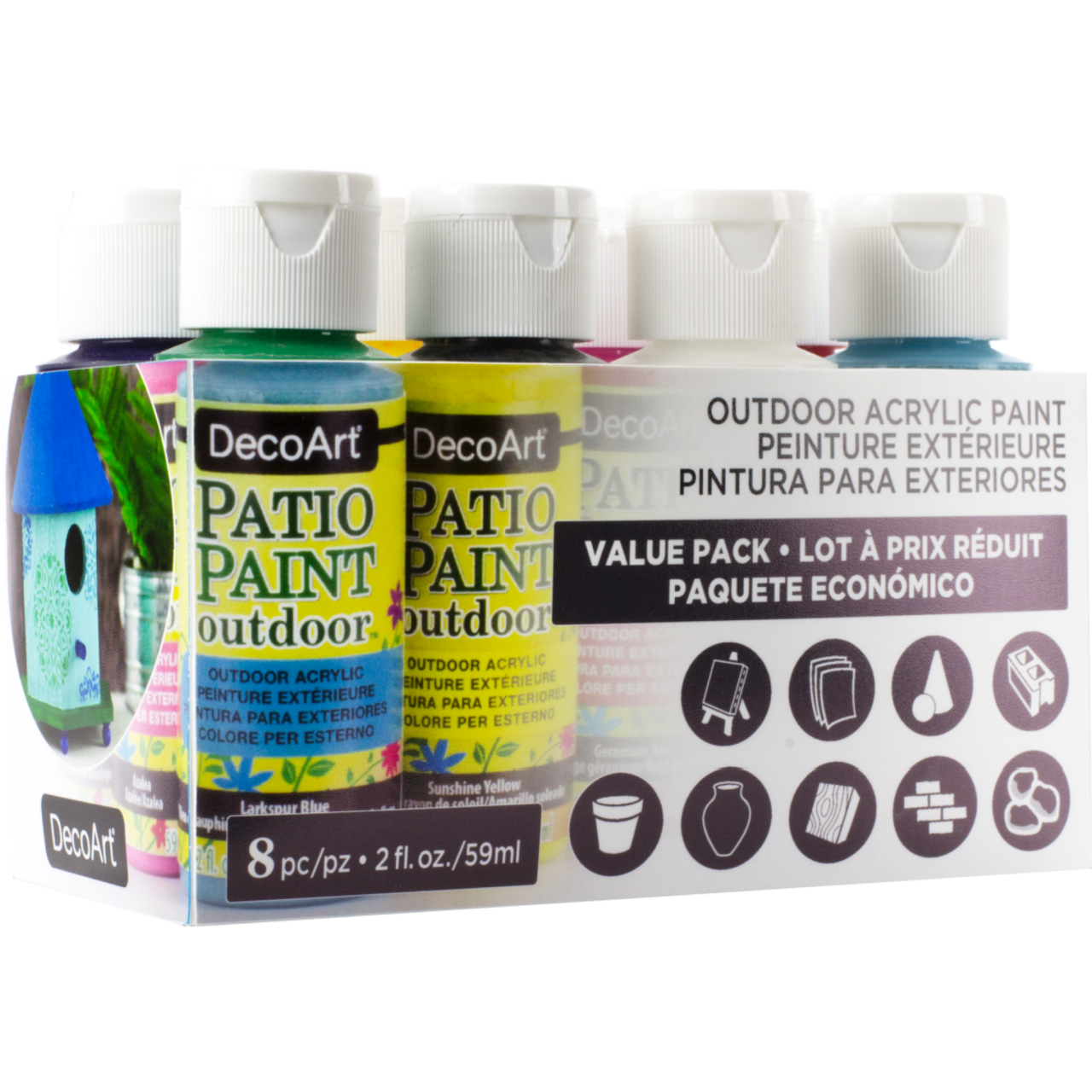  DecoArt ACRYLIC PATIO PAINT FAN FAVORITES SAMPLER SET,  Assortment, 2 Fl Oz (Pack of 18)