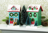 Shimmery Christmas Village Houses