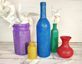 Upcycled Rainbow Glitter Vases