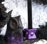 Glittery Halloween Owl Candle Set