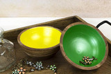 Lemon-Lime Pearlized Wooden Bowls