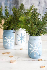 Chalky Finish Snowflake Mason Jar Vases