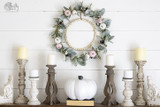 Pearly Pink, White, and Green Fall Wreath