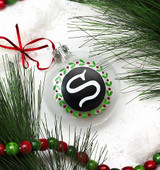 Glass Initial Ornament with Wreath