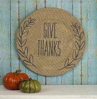 "Give Thanks" Burlap Wall Plate