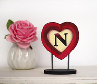 Monogrammed "N" Heart Stand