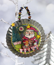 Upcycled Tart Tin Mixed Media Santa Ornament
