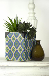 Decoupaged Ikat Diamond Planter