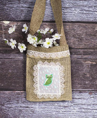 Burlap and Lace Owl Tote