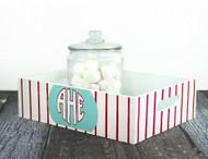 Striped Monogrammed Towel Crate
