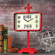 Red Metal Glossy Clock on Stand