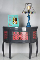 Modern Glossy Half Round Stenciled Table