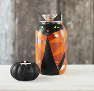 Geometric Spooky Kitty Mason Jar