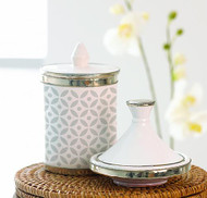 Elegant Astroid Stenciled Canister with Lid