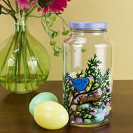 Purple Upcycled Easter Candy Jar with Bird