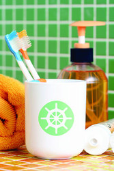 Stenciled Captain's Wheel Toothbrush Holder