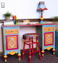 Antiqued Boho Upcycled Desk