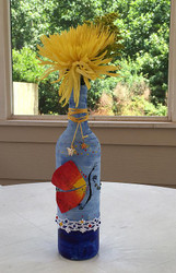 Mixed Media Wine Bottle with Butterflies