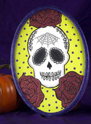 Glittery Skull Halloween Plaque