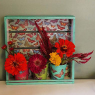 Decoupaged Shadow Box with Flower Pots