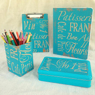 French-Inspired Stenciled Desk Accessories