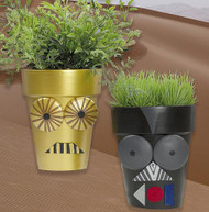 Matching Robot Terra Cotta Flower Pots