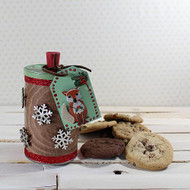 Wood Grain Cookie Container with Fox Tag