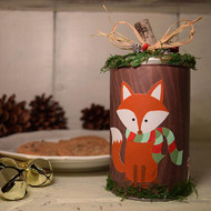 Woodland Fox Cookie Container with Moss Accents