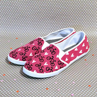 Bicycle and Hearts Painted Canvas Shoes