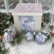 Faux Mercury Glass Ornaments and Storage Box