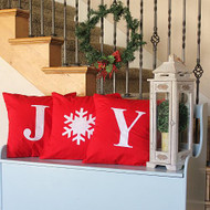 "JOY" Snowflake Trio of Matching Pillows