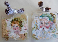 Mixed Media Faces on Christmas Ornaments