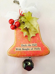 Mixed Media Wooden Bell Ornament