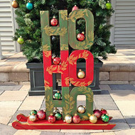 HO HO HO Sign with Sled and Ornaments