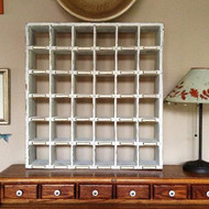 Vintage White Cubby Shelf with Nameplates