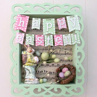 Easter Bunny Shadow Box with Pennant Banner