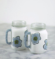 Pair of Chalky Finish Floral Painted Mugs