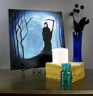 Stenciled Grim Reaper Halloween Canvas