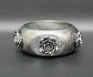 Faux Metal Bracelet with Flower Embellishment