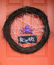 Painted Halloween Spider Wreath