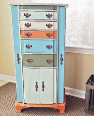 Side-Stenciled Vintage Jewelry Cabinet